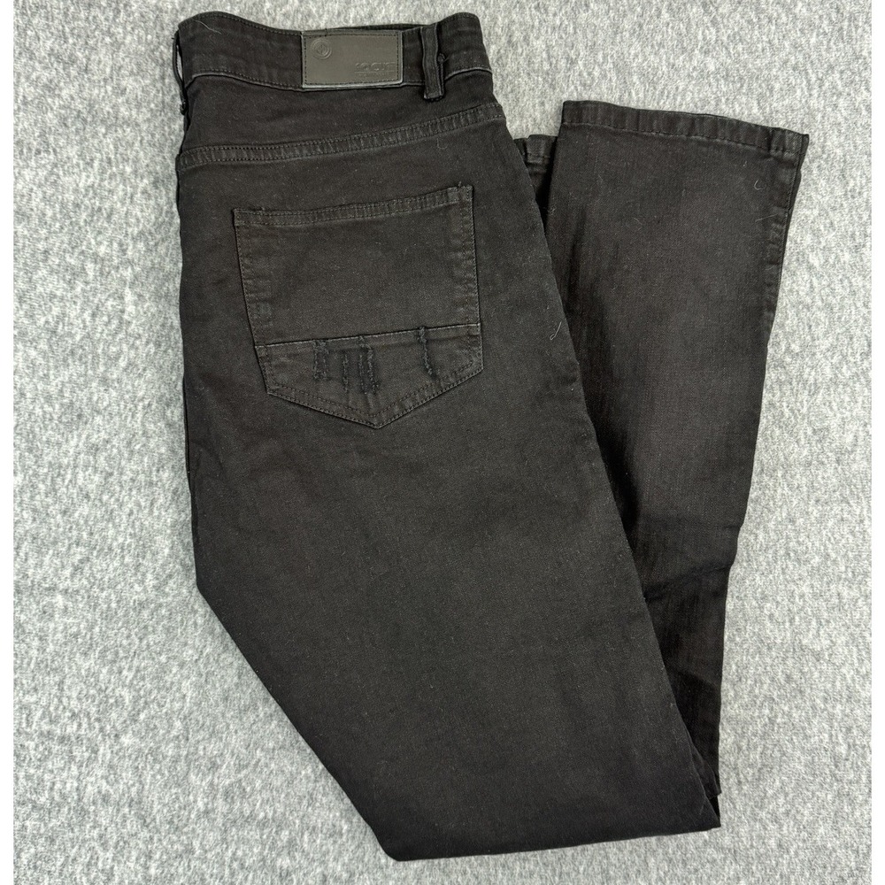 Focus Jeans Black Distressed Moto Biker Jeans Slim Fit 36x32 Stretch Street Wear
